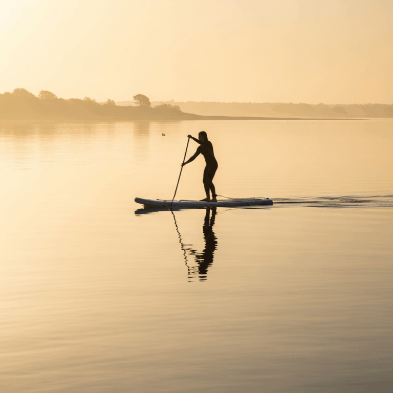 stand up paddleboarder gliding across glassy calm water at s 20260529 232333